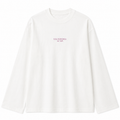 A white long-sleeve crewneck t-shirt with 'VALEBONA EST. 2020' printed in a light pink font on the center chest, displayed on a clean white background.