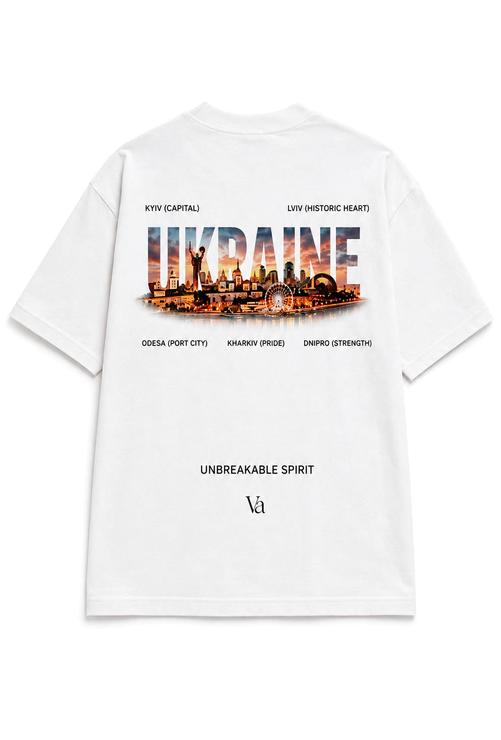 Ukraine T-shirt in white, back view