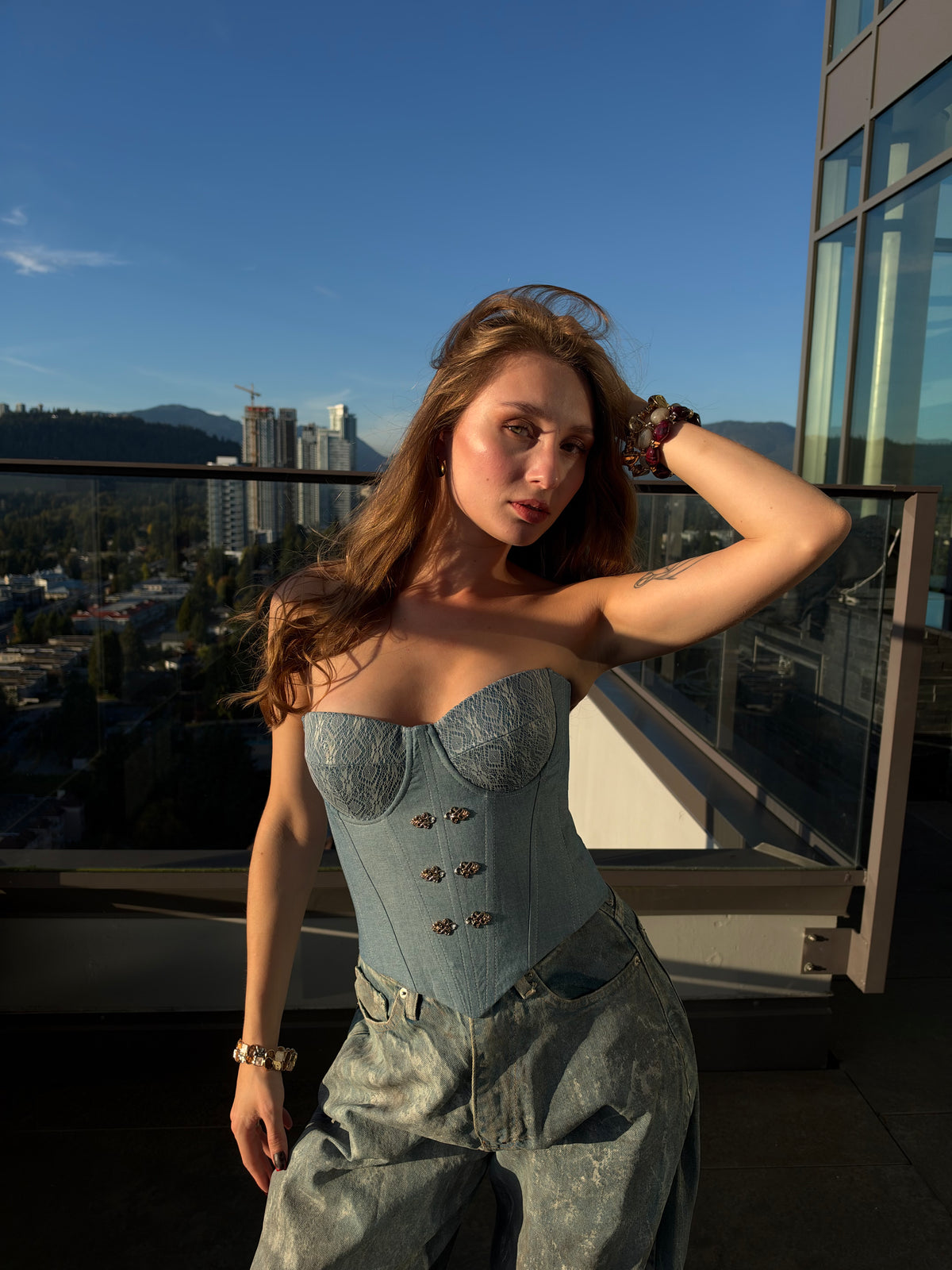 Denim Lace Corset