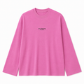 A bright pink long-sleeve crewneck t-shirt with 'VALEBONA EST. 2023' printed in black on the center chest, displayed on a clean white background.