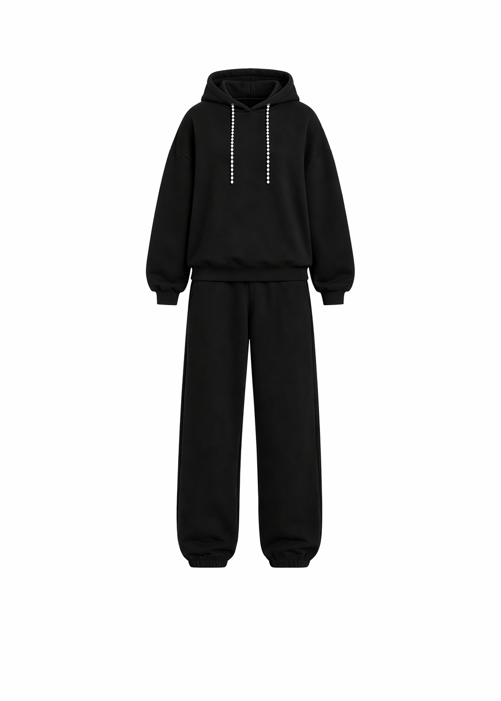Gloss fleece sweatsuit in black, product view