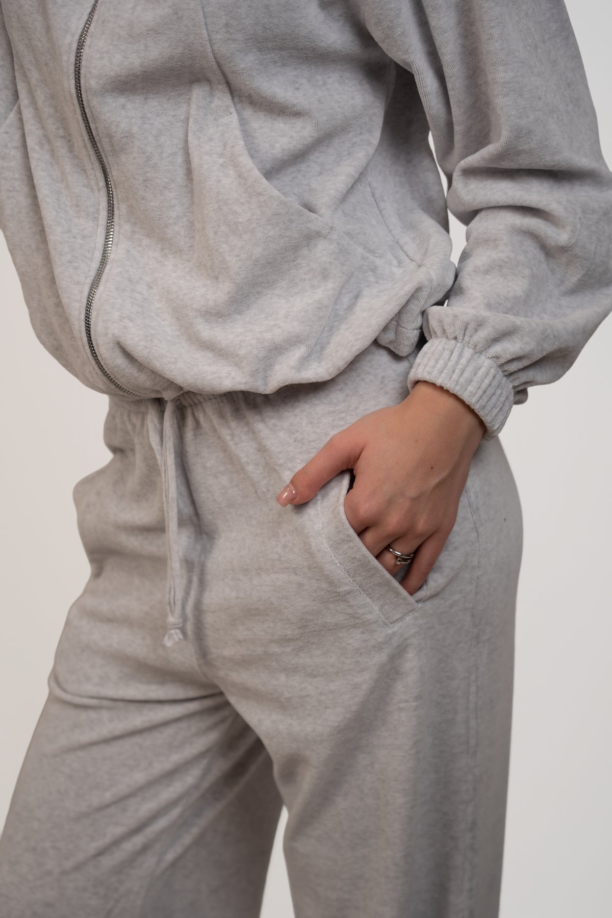Velour Relaxed Set - Light Heather Grey