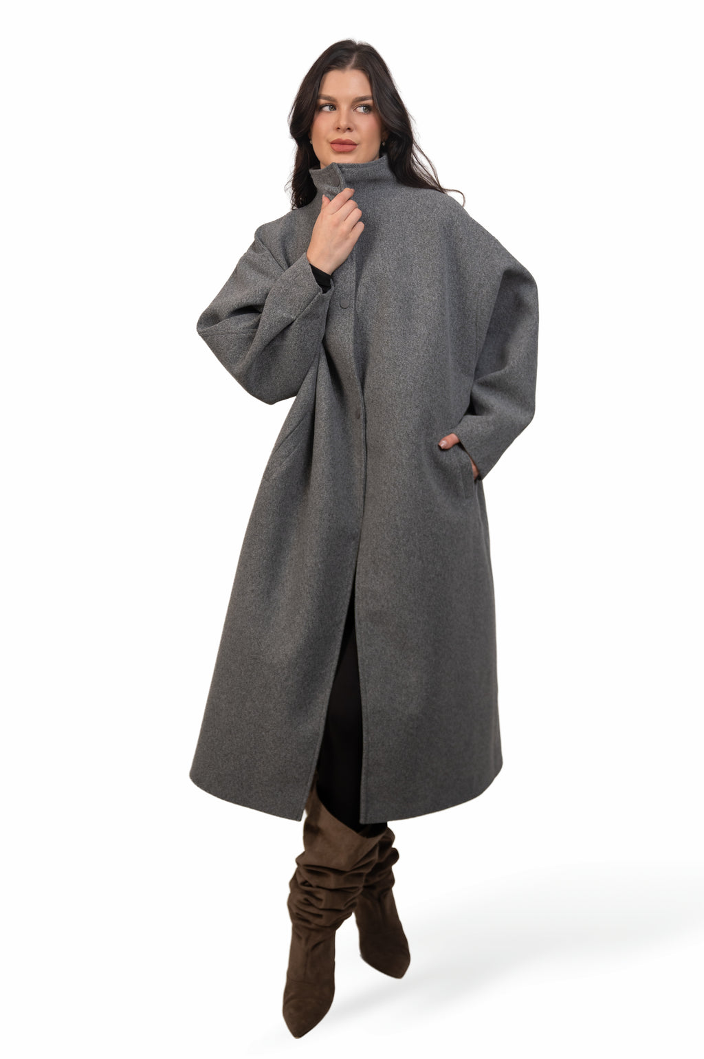 Oversize Grey Melange Coat