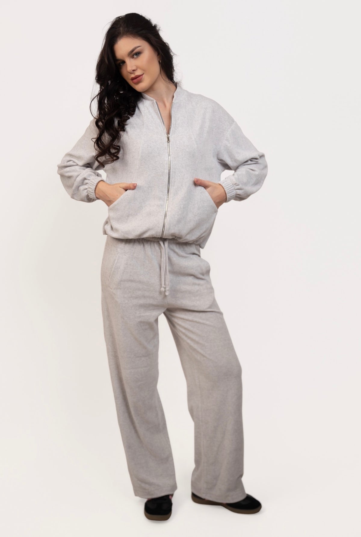 Velour Relaxed Set - Light Heather Grey