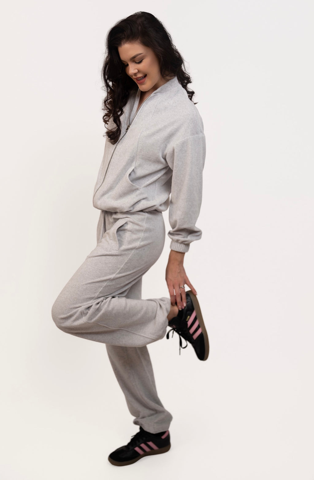 Velour Relaxed Set - Light Heather Grey