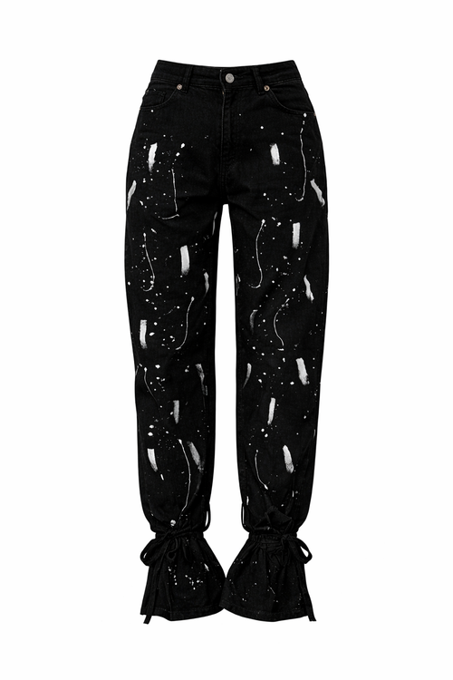 Art high-waisted denim in black, product view