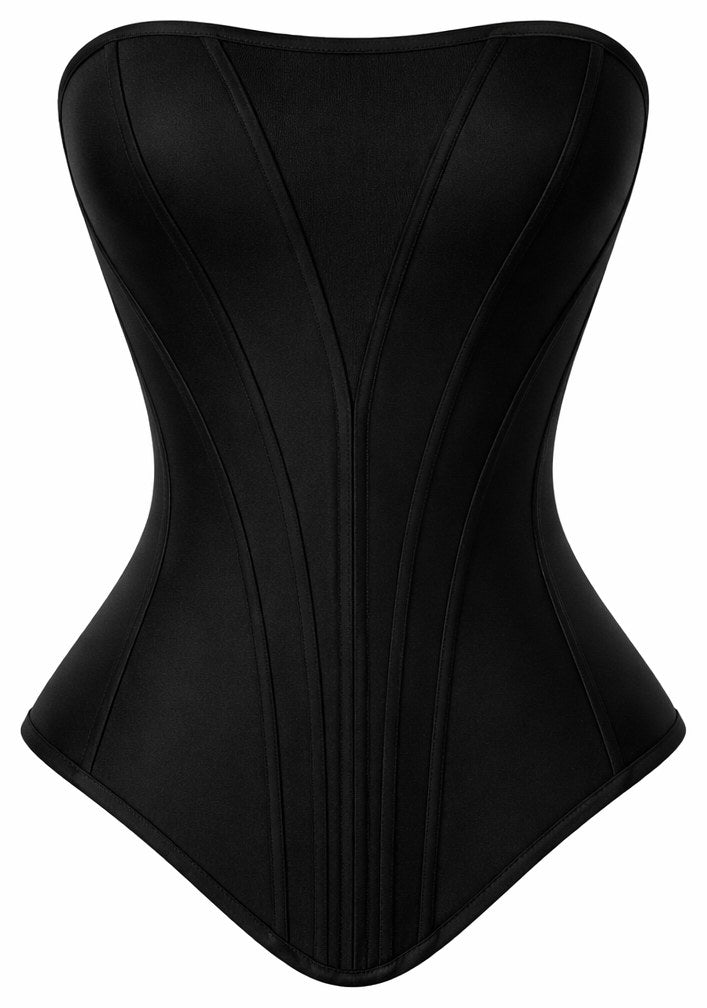 The Bodyline Corset in black, product front view
