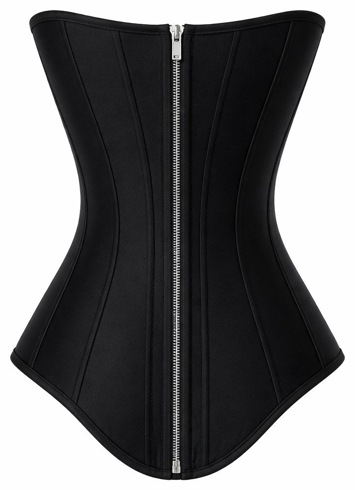 The Bodyline Corset in black, back zipper view