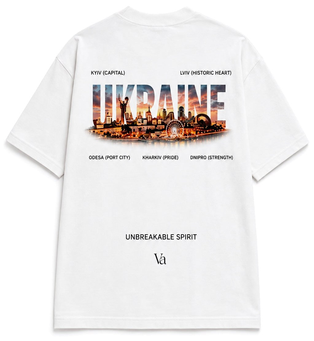 Ukraine T-shirt in white, back view